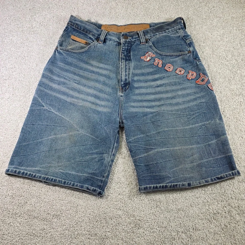 Vintage Snoop Dogg Denim Shorts 36 Mens Y2K‎ Rap Hip Hop Baggy Embroidered Jorts